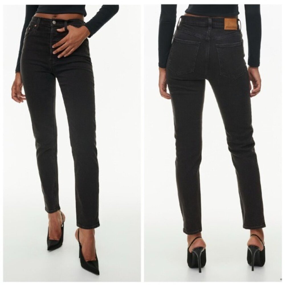 Aritzia Black Denim Forum The Yoko High Rise Slim Size 24 - Picture 10 of 10